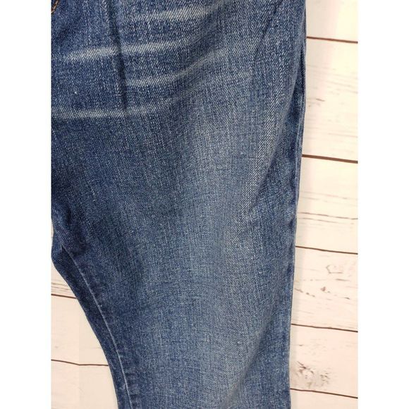 Express Jeans Women's Flare‎ Short Distressed Blue Jeans Size  9/10 - Picture 14 of 16